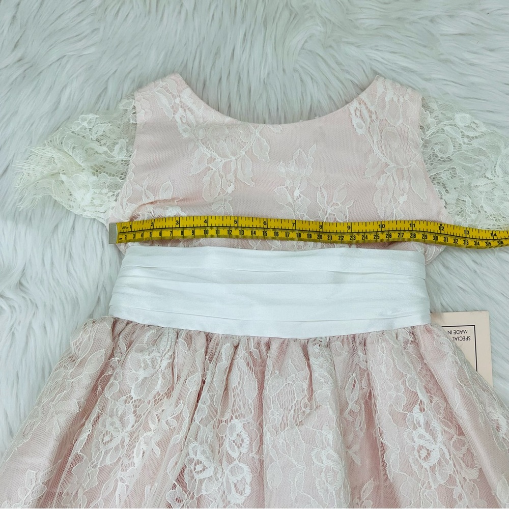 Sweet Kids Soft French Lace  with Dupioni Girls Dress SK724 Blush Color - Picture 12 of 13